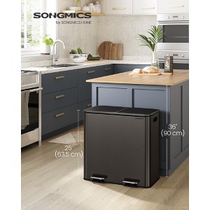 Dual Trash Can, 21.2 Gallon (80 L) Garbage Can for Kitchen, with 15 Trash Bags, 2 Compartments, Plastic Inner Buckets and Hinged Lids, - 1 of 4