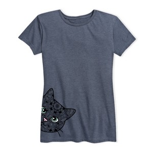 Women's - Instant Message - Peeking Decorative Cat Short Sleeve Graphic T-Shirt - 1 of 4