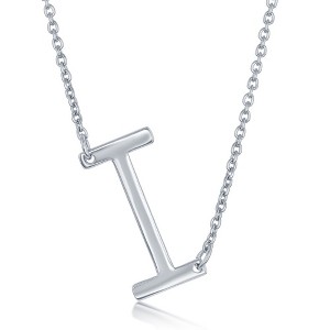 Bella Silver Sterling Silver Sideways Initial 18" Pendant Necklace - Available Colors: Silver, Gold - 1 of 2