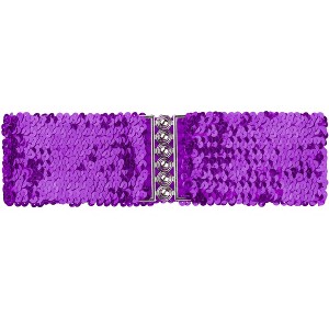 INSPIRE CHIC Women's Elastic Interlocking Buckle Sequin Waist Belt - 1 of 4