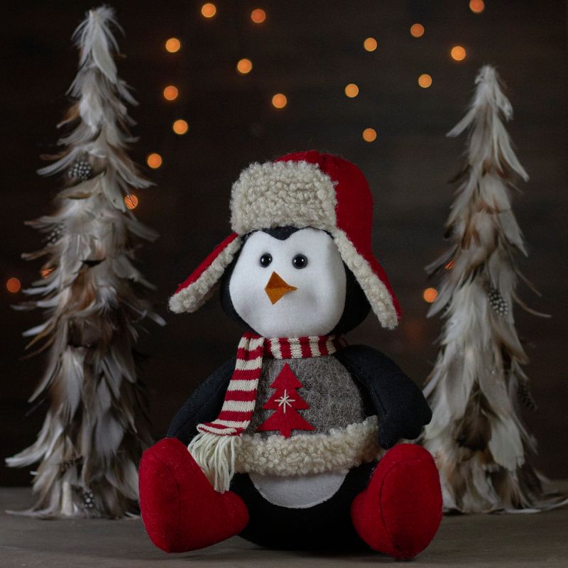 Northlight 12" Red, White, and Gray Sitting Winter Penguin Christmas Tabletop Decoration, 2 of 6
