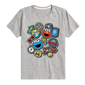 Boys' - Sesame Street - Cookie Monster Elmo Travel Patches Short Sleeve Graphic T-Shirt - 1 of 4