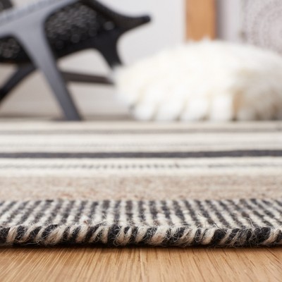 Henrika Natural and Black Wool Flat Woven Area Rug