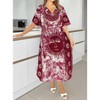 HAPPY BAY Women's Summer Pocket Nightgown Batik Caftan for Womens Sleepwear Long House Loungewear Dashiki Dress Plus Size 1X-2X Red, Sun - 2 of 4