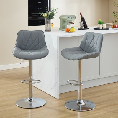 NicBex Dining Chairs Set of 2 Bar stool Upholstered Chair Adjustable Swivel Counter Stool for Home Bar and Kitchen Island with Back