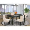 HomeStock 5-Piece Rectangle Black Finish Solid Wood Top Dining Table with 4-Parson Chair with Butterfly Leaf - 2 of 4