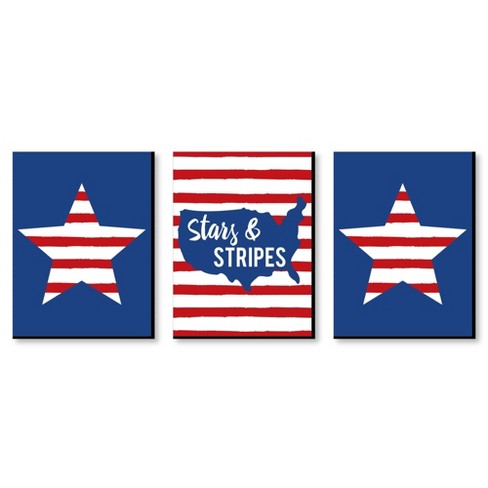 Big Dot of Happiness Stars & Stripes - Patriotic Wall Art and American Flag Room Decor - 7.5 x 10 inches - Set of 3 Prints - image 1 of 4
