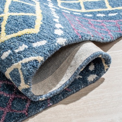 Hand-Tufted Blue Wool Rectangular Area Rug