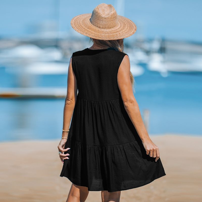 Women's Black Sleeveless Ruffle Hem Mini Dress - Cupshe, 5 of 9