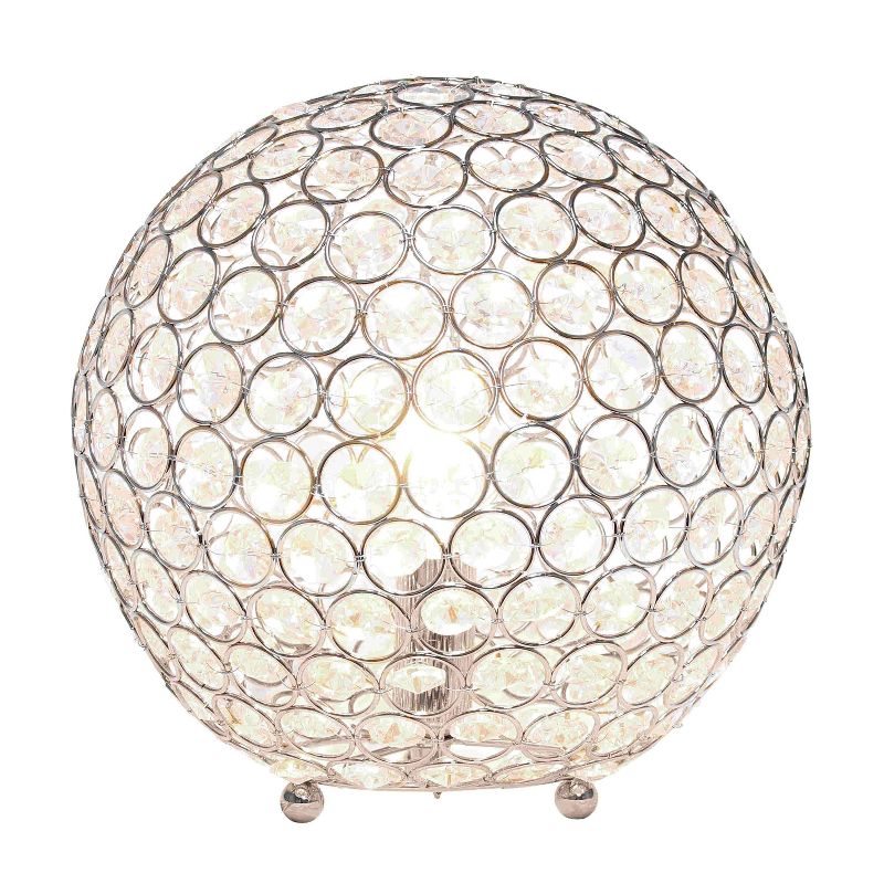 10" Elipse Medium Contemporary Metal Crystal Round Orb Table Lamp - Lalia Home, 2 of 10