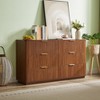 HDZNVF 6 Drawers Dresser,55 inch Wide Modern Chest of Drawers Curved wave Design, Wood Drawer Organizer, Walnut - 3 of 4