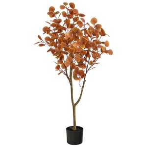 HomeStock 48 in. H Green Artificial Eucalyptus Plant in Planter for Indoor Decoratives