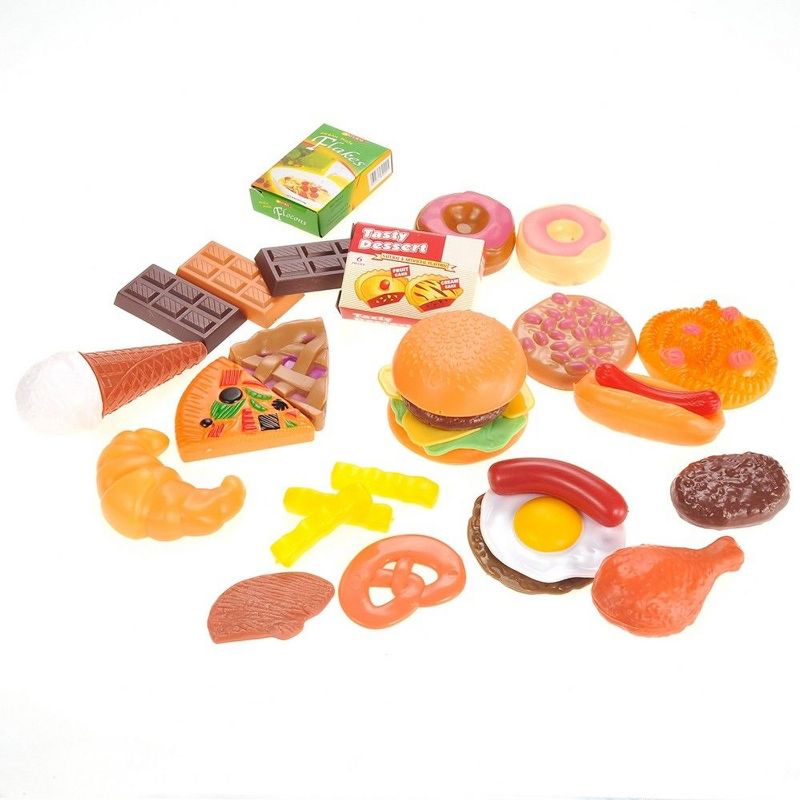 Insten 30 Pieces Fast Food & Dessert Playset, Pretend Toys & Kitchen Accessories for Kids, 1 of 7