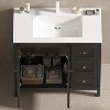 35.5" Black Bathroom Vanity with Basin and Aluminum Alloy Frame Wall Mirror Bathroom Storage Cabinet with Soft Closing Doors and 3 Drawers - 3 of 4