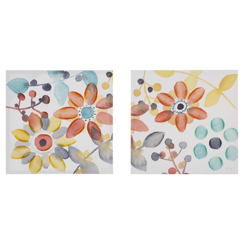 (Set of 2) 20&#34; Square Sweet Florals Canvas with Hand Embellishment - Intelligent Design, 3 of 7