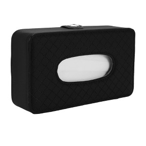 Unique Bargains Universal Car Tissue Holder Car Backseat Extra Large Tissue Organization Faux Leather Black - 1 of 4