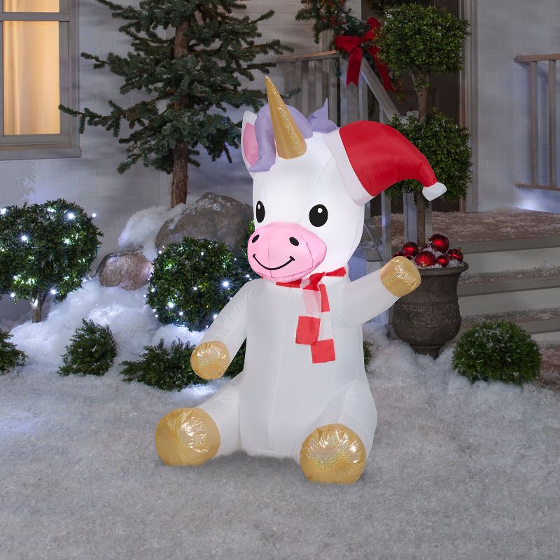 Gemmy Christmas Inflatable Unicorn, 4.5 ft Tall, Multi, 2 of 7