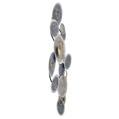 Nobu Gold and Silver Hammered Metal Abstract Wall Art
