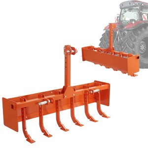 55" Box Blade for Tractor, Cat 0 & Cat 1 Tractor Attachment - 6 Adjustable Scarifier Shanks, Heavy Duty Land Leveling Grading - 1 of 4