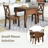 3-Piece Solid Wood Drop Leaf Dining Table Set with 2 X-back Chairs, Space-Saving Design for Small Dining Rooms and Apartments - 3 of 4