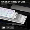 MaseiKar YZ87 Gasket Mechanical Keyboard,TKL Wireless Hot Swappable with 5-Layer Padding, BT5.0/2.4G/USB-C NKRO RGB Backlit(White Line, Milk Switch) - 3 of 4