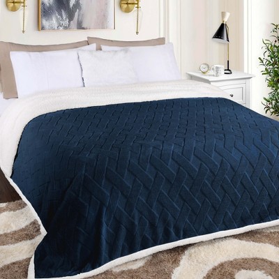 Jacquard Lattice Fleece Plush Reversible Blanket by Blue Nile Mills
