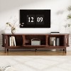 Modern Farmhouse TV Stand for 75” TVs,Wood Entertainment Console with Storage Cabinets & Sliding Doors–The Pop Home - 3 of 4