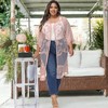Anna-Kaci Women's Plus Size Lace Cardigan Short Sleeve Open Front Floral Crochet Long Duster - 4 of 4