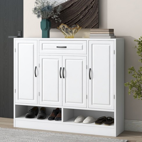 22.4 Shoe Storage Cabinet with 3 Flip Drawers Wood/ Grey by