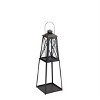 Lantern Set of 2 – 33 and 41 Inch Height – Black Iron and Glass Decorative Lights By Melrose - 3 of 3