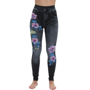 Just Love Women's Denim Wash Leggings - Stretchy and Comfortable Skinny Pants - 1 of 3