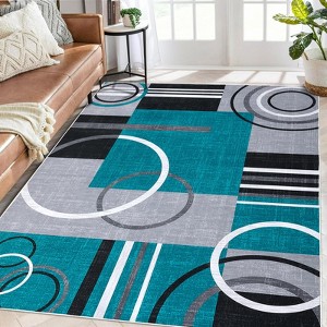 Abstract Circle Area Rugs for Living Room Soft Washable Rugs Ultra-Thin Non-Slip Modern Dining Room Carpet - 1 of 4