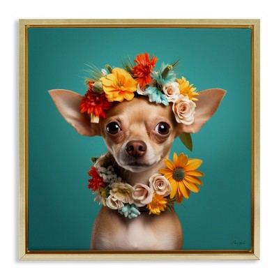 Stupell Industries Floral Chihuahua Portrait, 18" x 18"