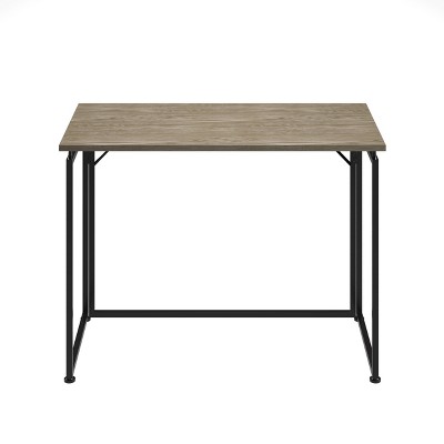 NicBex 39.37 Inch Folding Home Office Desk with Metal Base for Study Room,Bedroom and Office,Black/Gray