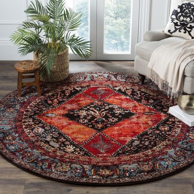 Classic Elegance Round Black Synthetic Area Rug - Easy Care Design