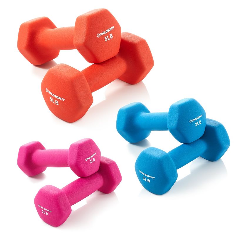 Philosophy Gym Neoprene Dumbbell Hand Weights, Set of 6 with Stand, 3 of 8