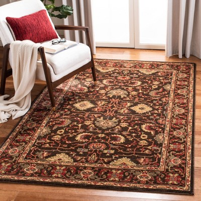 Mahal 3' x 5' Red and Brown Synthetic Area Rug