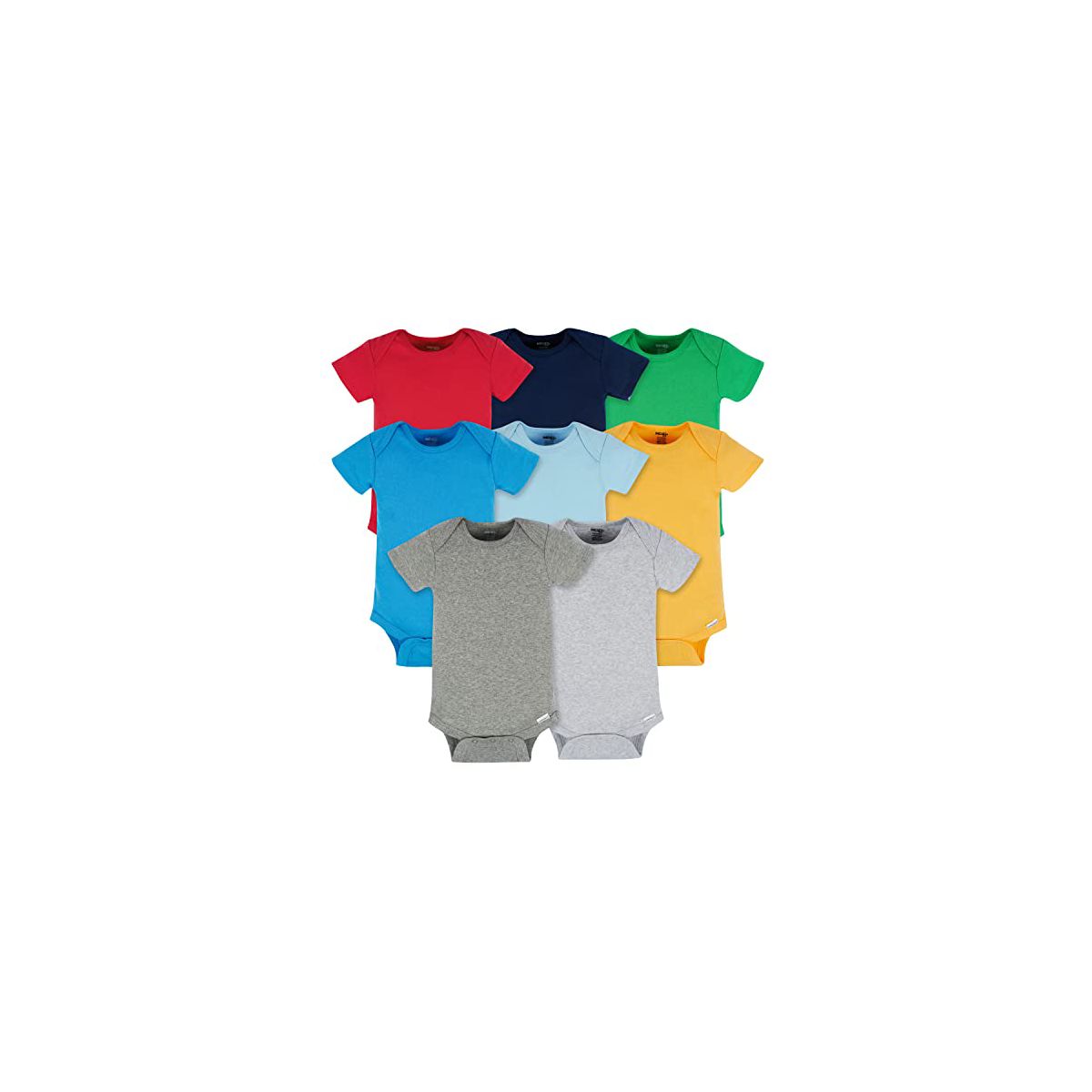 Gerber Baby Neutral Short Sleeve Onesies Bodysuits - Classic Rainbow - 8-Pack - thumbnail 8
