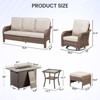 Buenhomino Patio Furniture with Fire Pit, Wicker Outdoor Couch and Swivel Rocking Chairs, Propane Fire Pit Conversation Set - 4 of 4