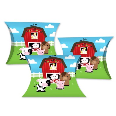 Big Dot of Happiness Farm Animals - Favor Gift Boxes - Barnyard Baby Shower or Birthday Party Petite Pillow Boxes - Set of 20