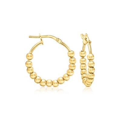 RS Pure by Ross-Simons Italian 3mm 18kt Gold Vermeil Beaded Hoop Earrings