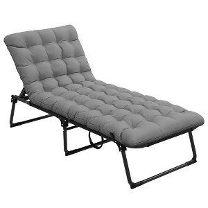 PAGED Foldable Outdoor Chaise Lounge Chair Rocking Sun Lounger Chair Steel Frame for Camping, Beach, Picnics, Deck - 1 of 4