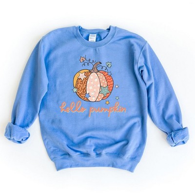 Simply Sage Market Women's Graphic Sweatshirt Hello Pumpkin Colorful Stars