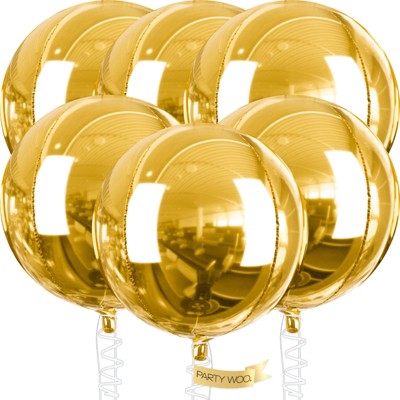 PartyWoo Foil Balloons Gold Round 32 Inch 6 pcs