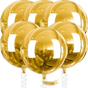 PartyWoo Foil Balloons Gold Round 32 Inch 6 pcs - 1 of 4