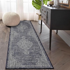 Indoor Outdoor Rug Vintage Medallion Area Rug for Patio Backyard Balcony - 1 of 4