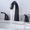 WOWOW 8 in. Widespread Double Handle Gooseneck Bathroom Faucet with Pop-up Drain in Matte Black - 3 of 4