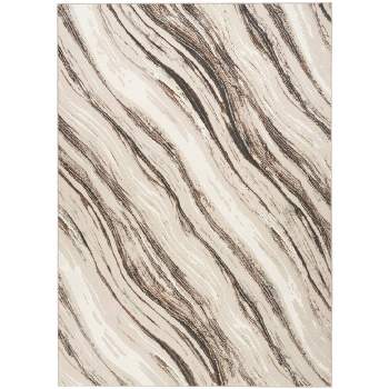Nourison Modern Marble Sustainable Woven Rug with Lines Beige