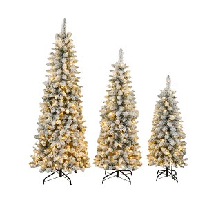 ACEPANO 72 in. H 3-Piece Plush Artificial Christmas Tree Set For Holiday Indoor Home Decoration-White - 1 of 4