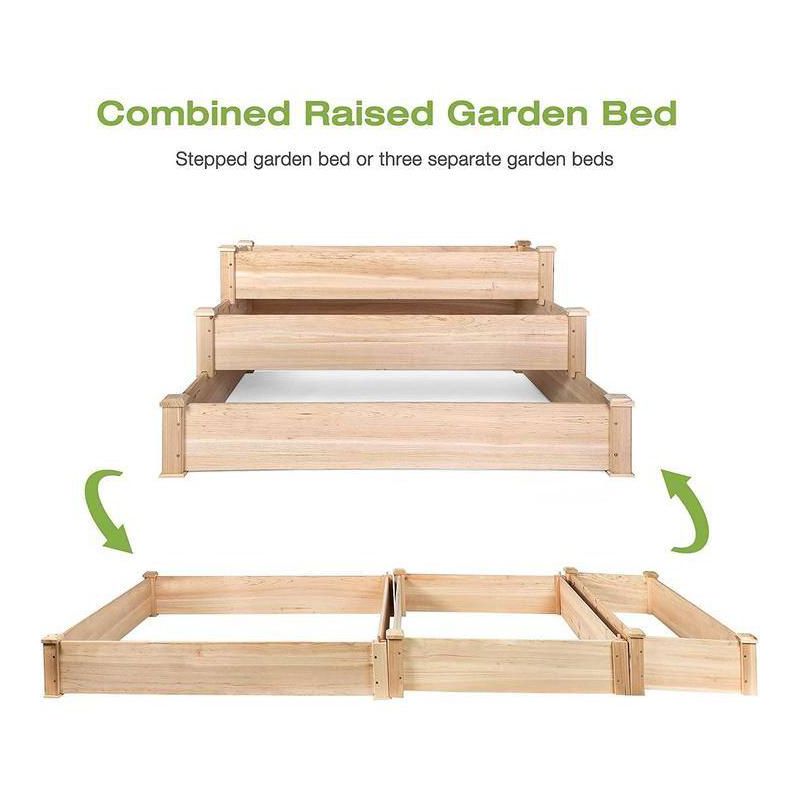 Lorna 3-tier Fir Wood Garden Bed, Raised Patio Flower Box, Outdoor Furniture - The Pop Home, 4 of 7